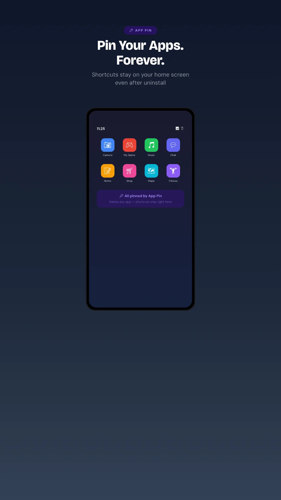Pinned apps stay on the home screen even after uninstall