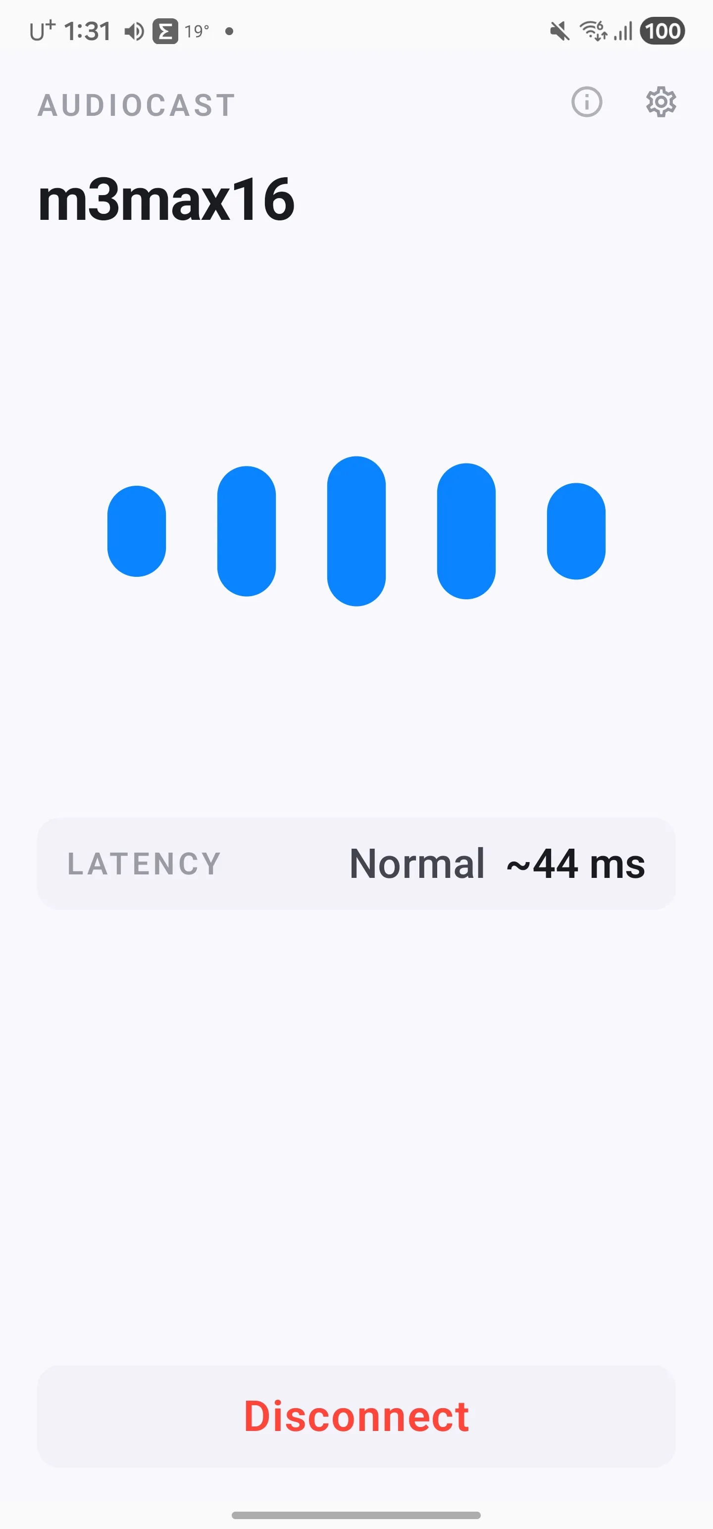 Connected state with live audio waveform on Android