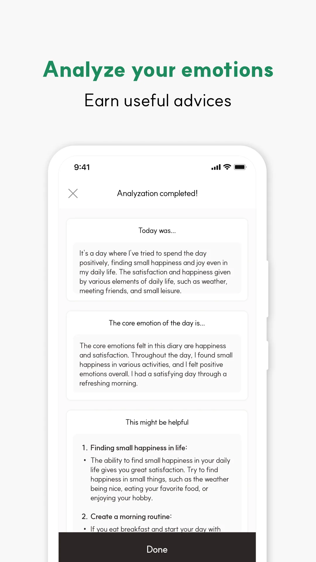 AI analysis and gentle reply to your entry
